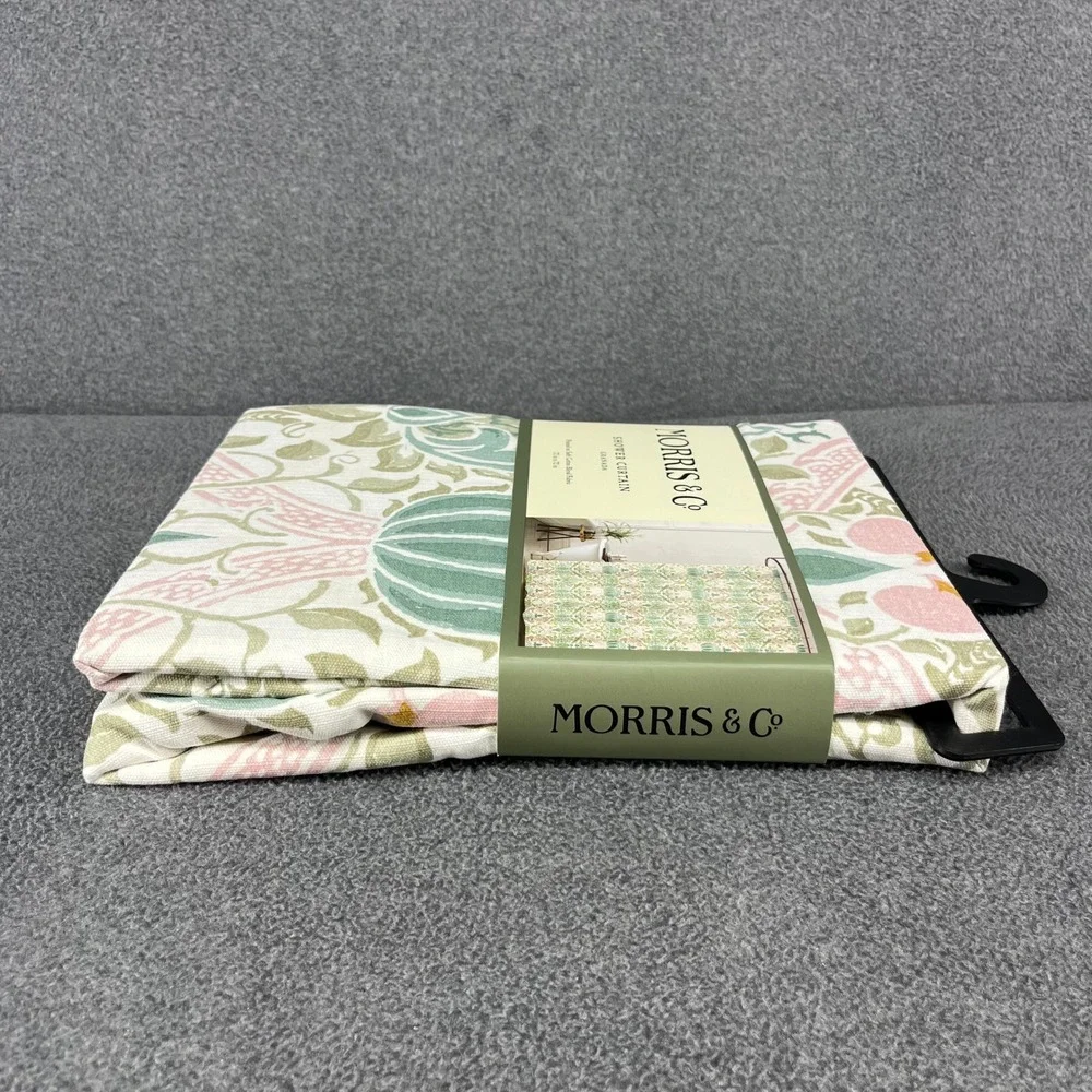 Morris & Co Granada Shower Curtain 72x72 Green Pink Cotton Blend Floral Botanica